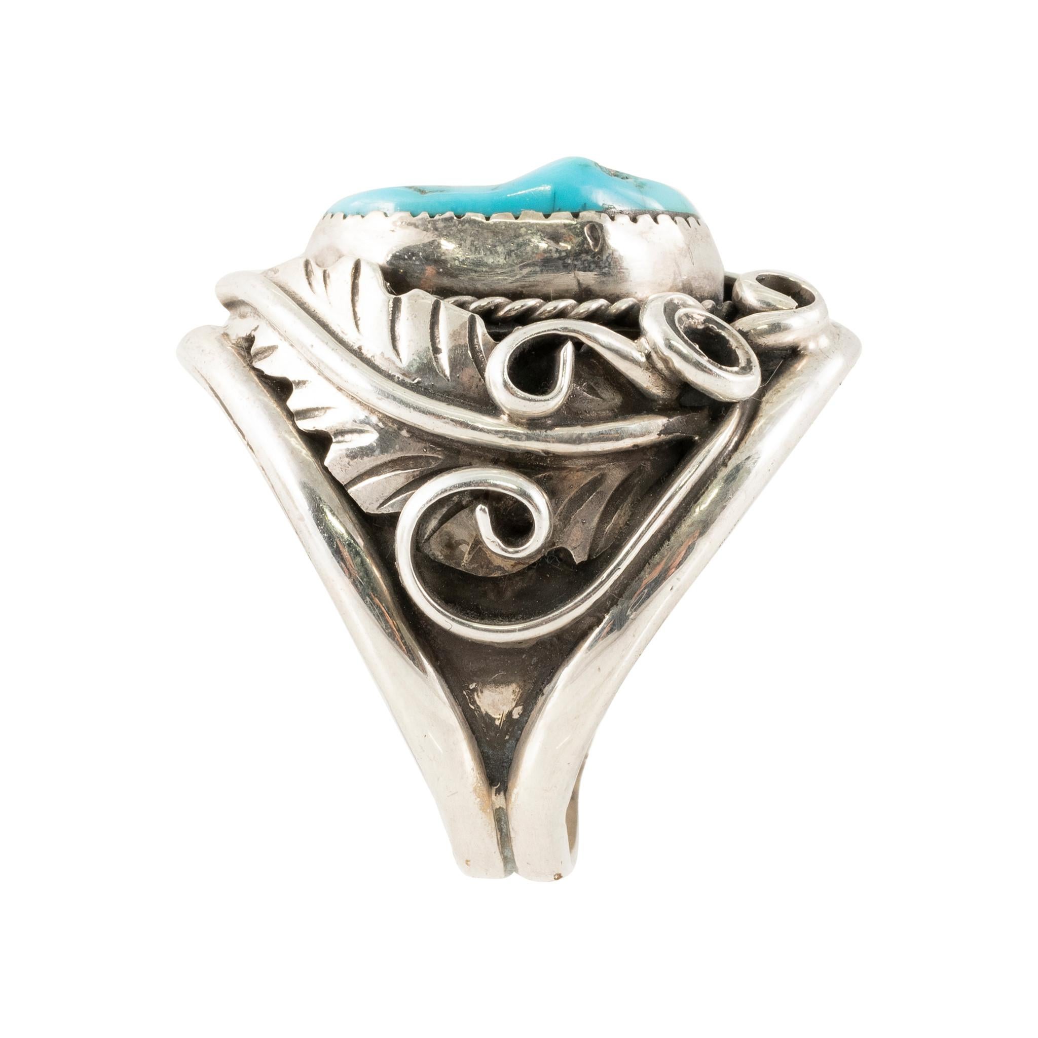 Native American Navajo Turquoise and Sterling Silver Ring For Sale