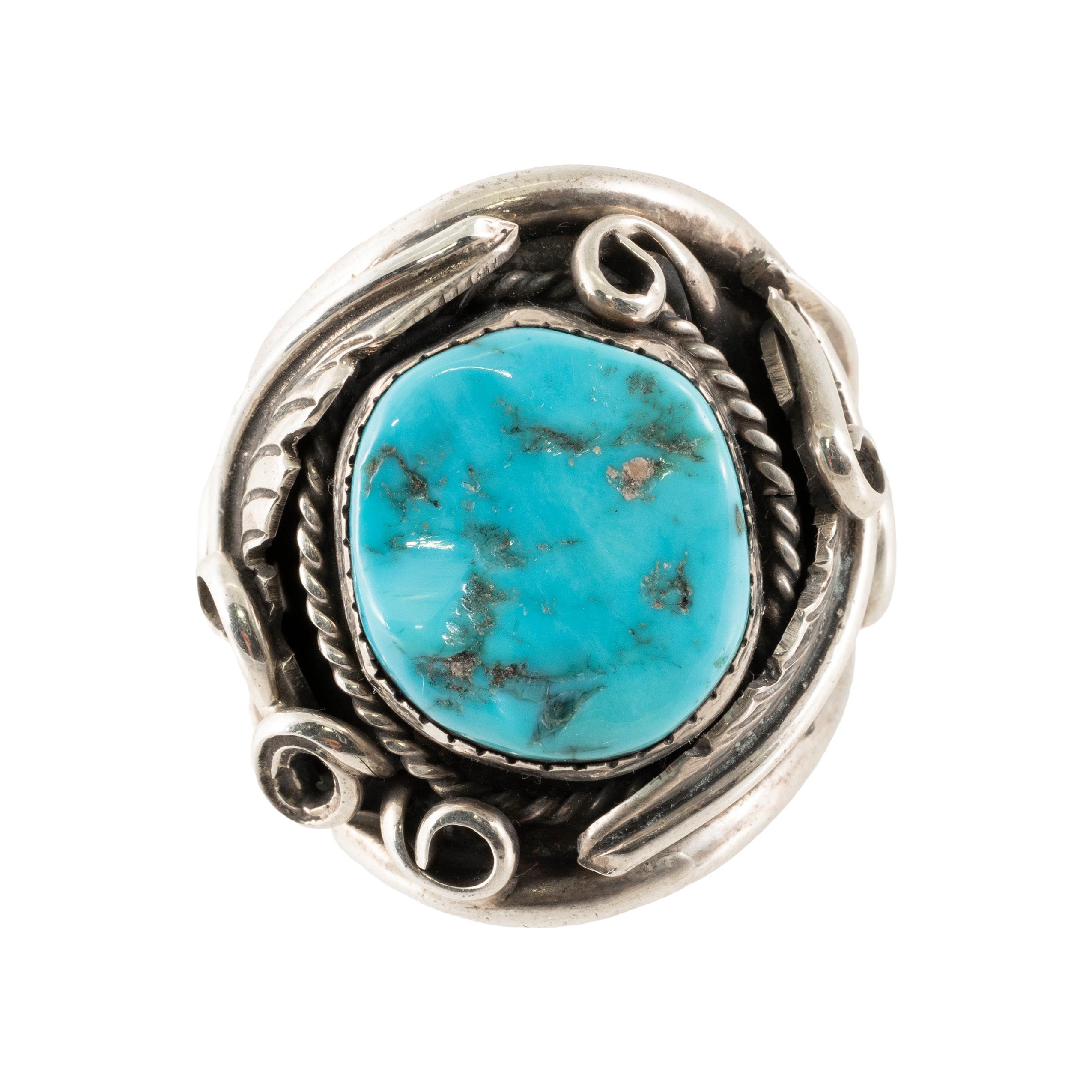 Navajo Turquoise and Sterling Silver Ring In Good Condition For Sale In Coeur d Alene, ID