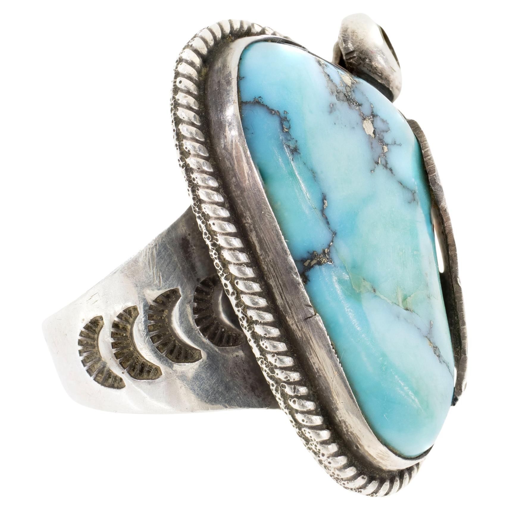 Navajo Turquoise and Sterling Silver Ring For Sale