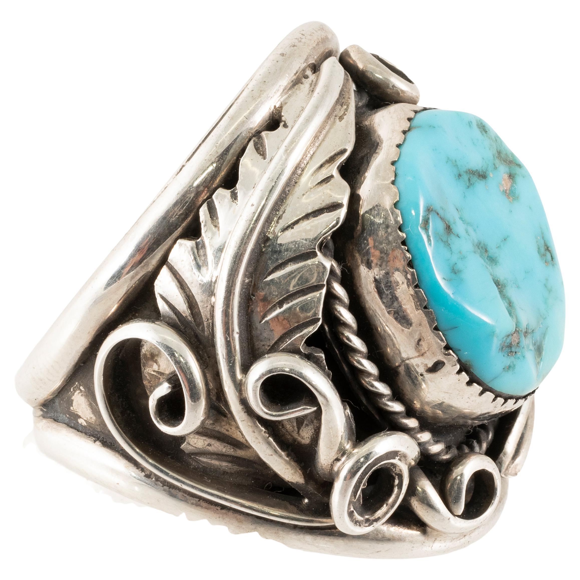 Navajo Turquoise and Sterling Silver Ring For Sale