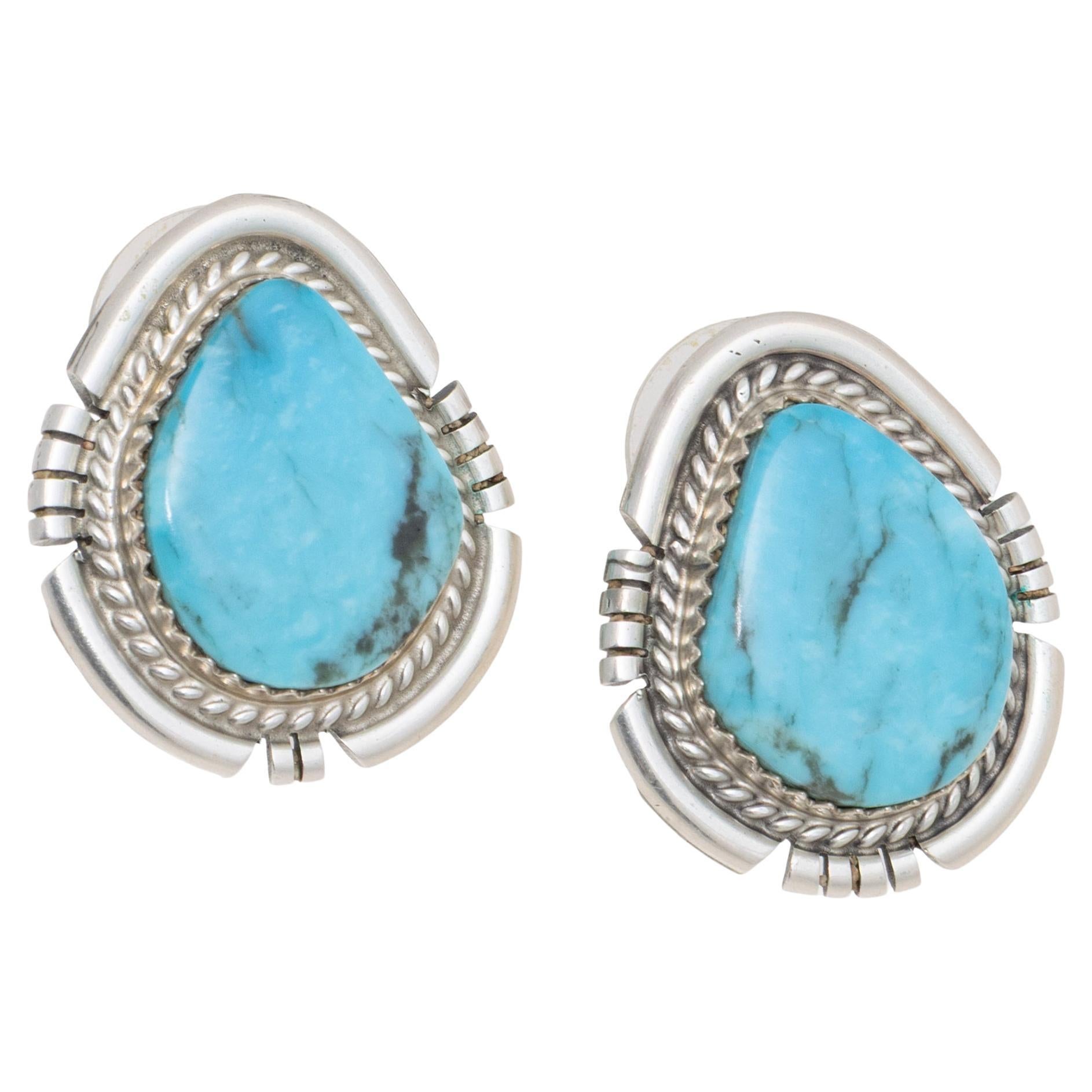 Navajo Turquoise and Sterling Silver Stud Earrings
