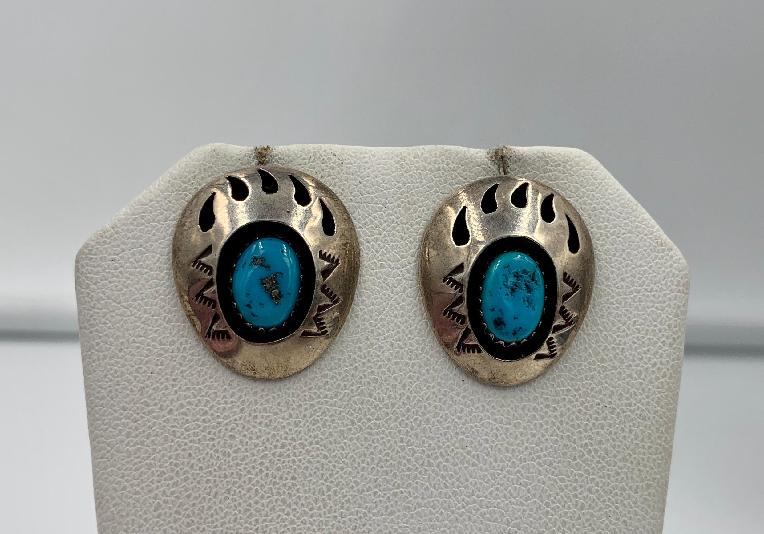 turquoise bear earrings