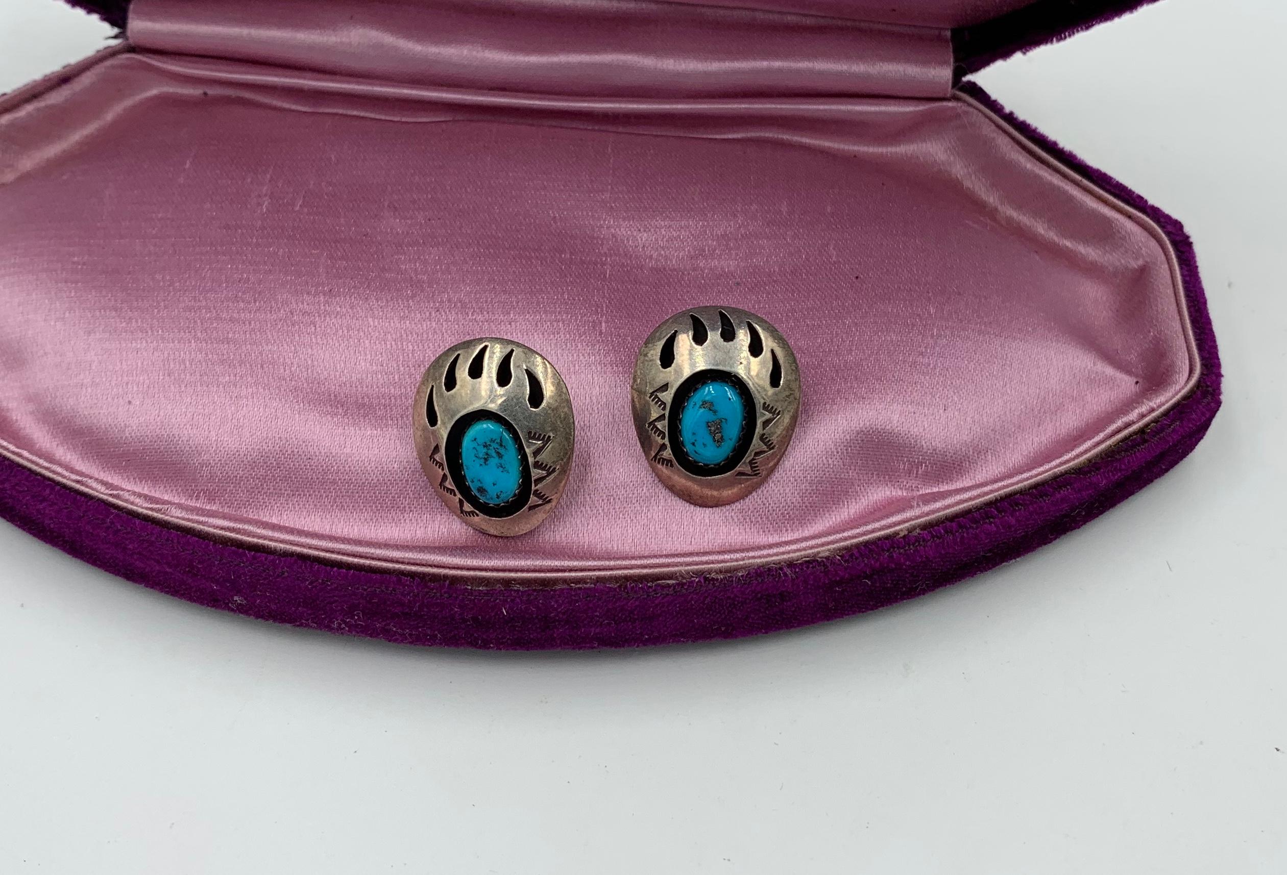 turquoise bear earrings