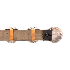 Navajo Turquoise Cluster and Sterling Silver Concho Belt