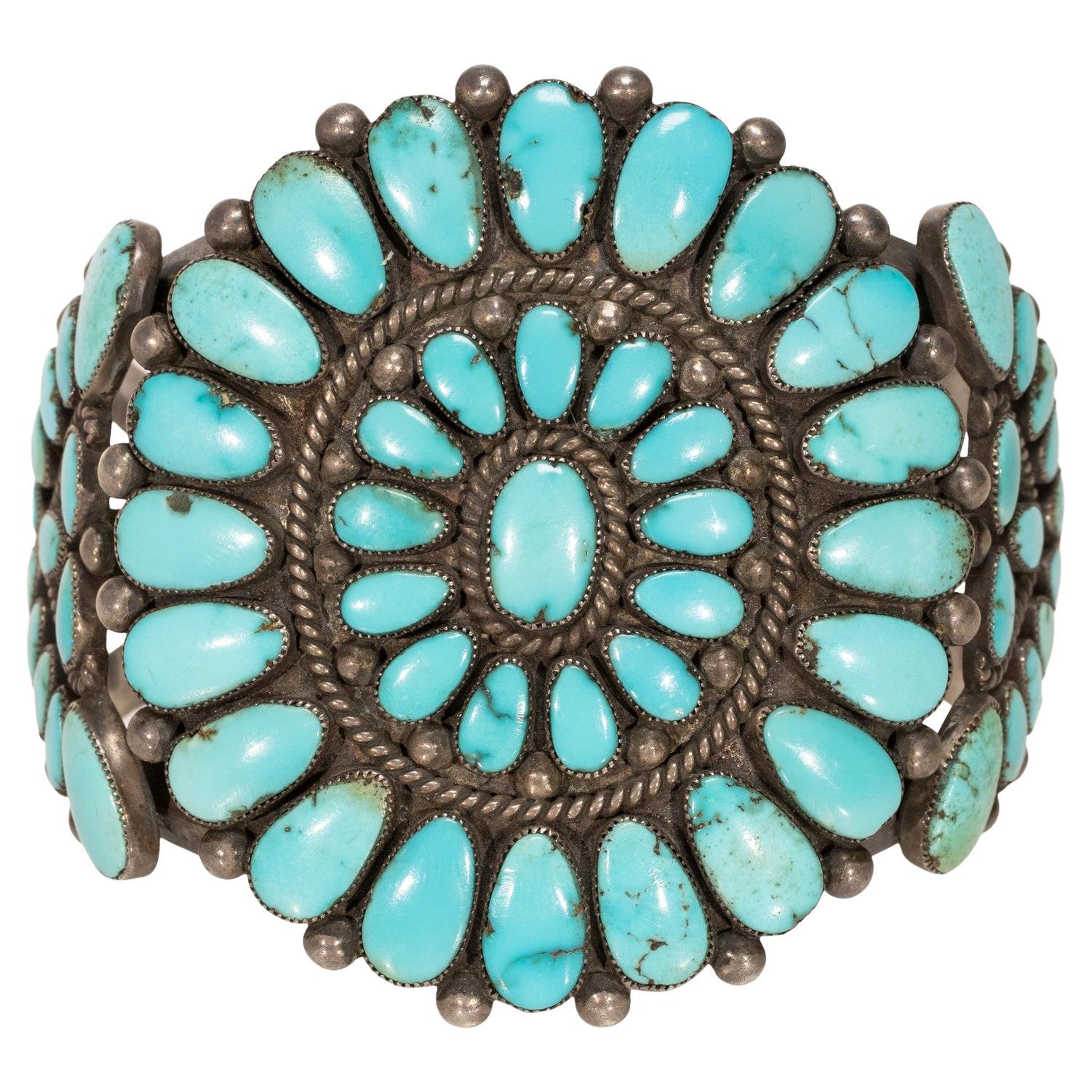 Navajo Turquoise Cluster Bracelet