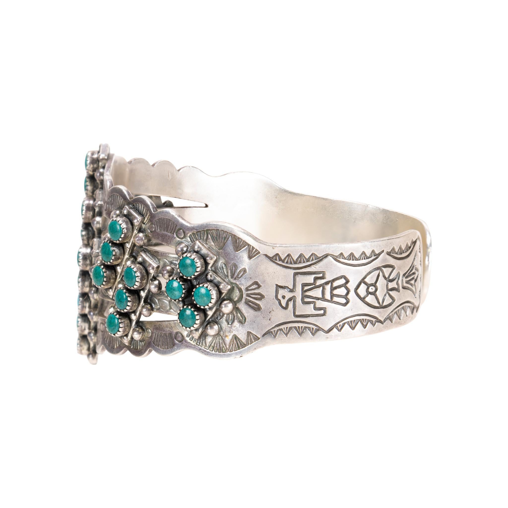 Nativo americano Bracciale a grappolo in turchese di Navajo in vendita