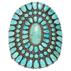 Navajo Turquoise Cluster Cuff Bracelet