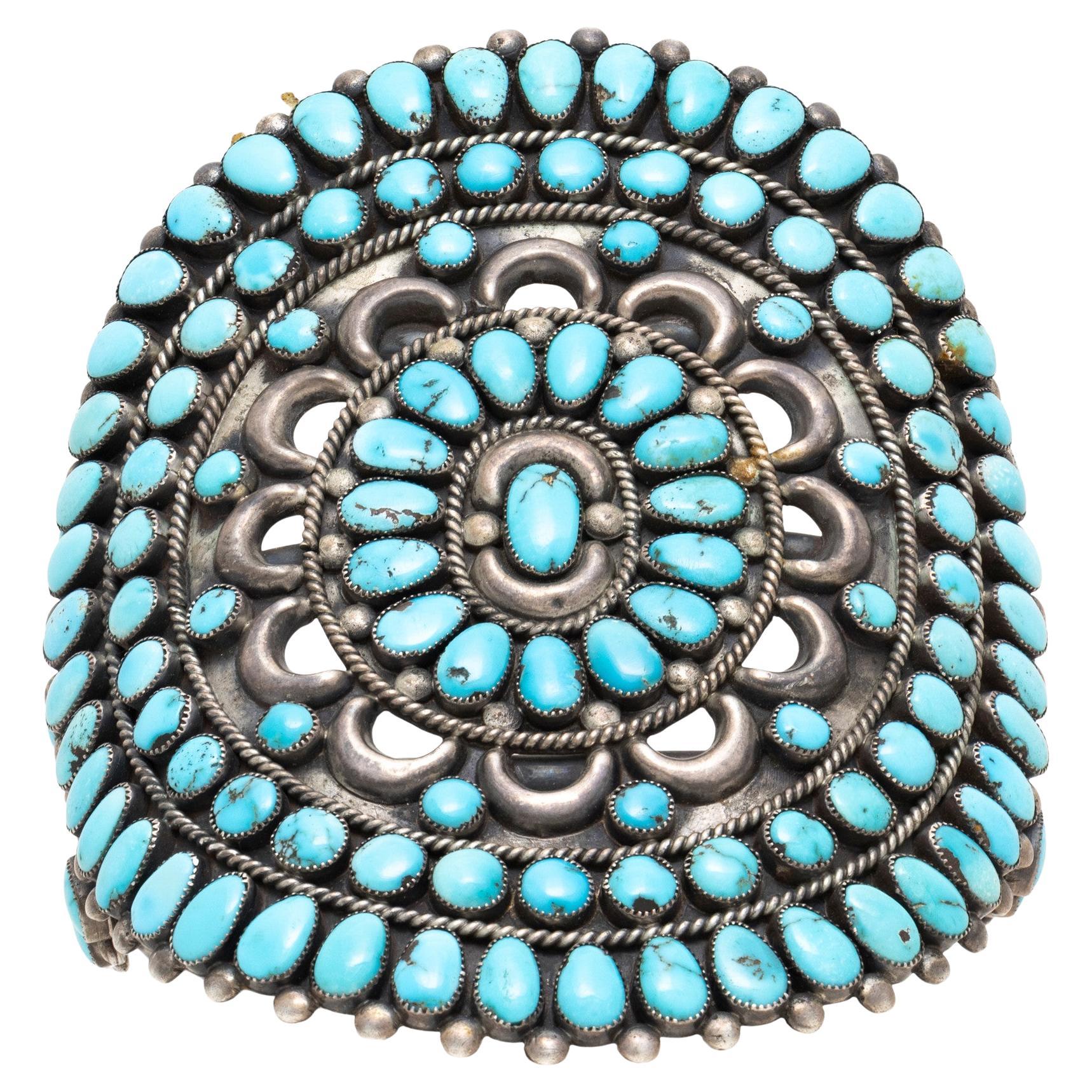 Navajo Turquoise Cluster Cuff Bracelet