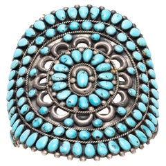 Navajo Turquoise Cluster Cuff Bracelet