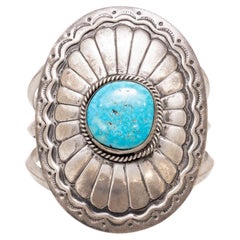 Navajo Turquoise Concho Cuff Bracelet