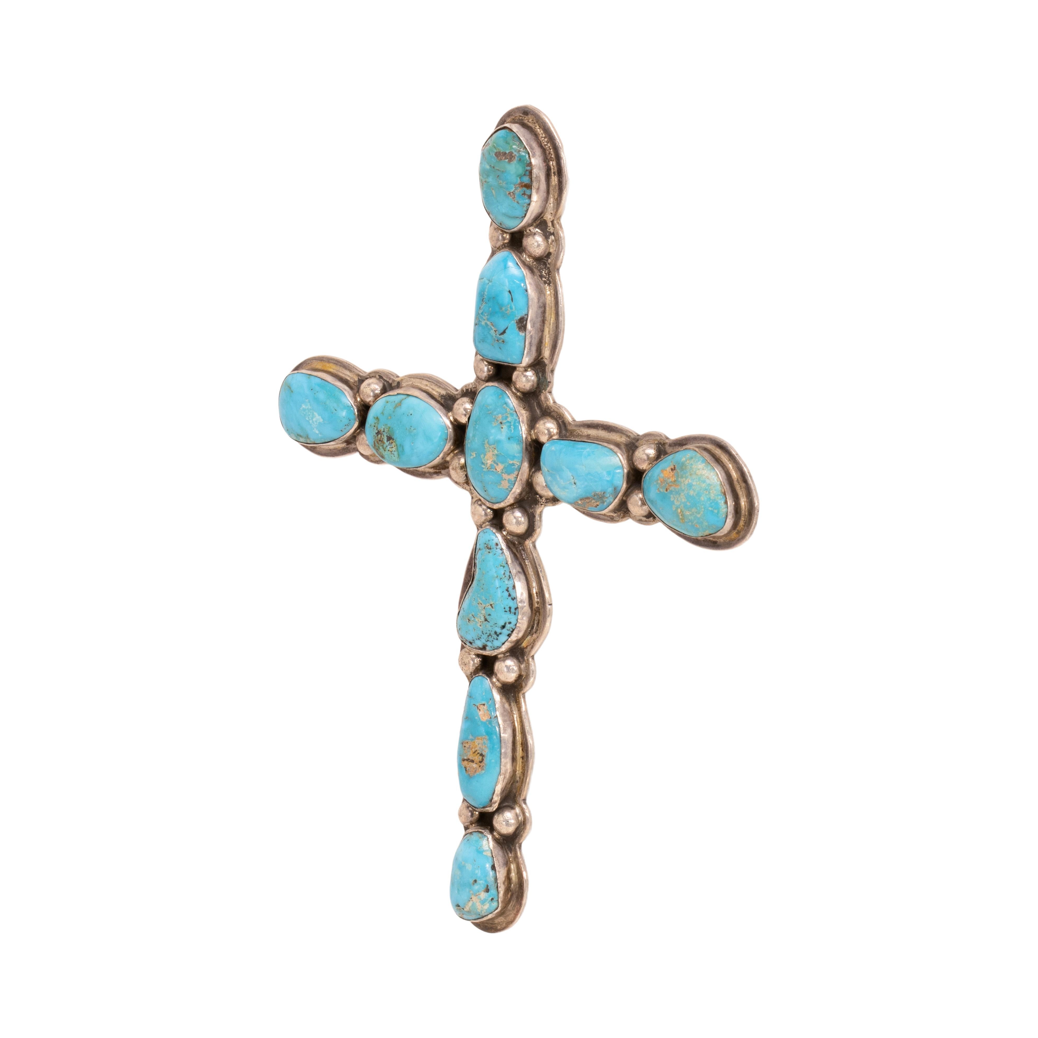 Navajo-Türkis-Kreuz-Anhänger (Indigene Kunst (Nord-/Südamerika)) im Angebot