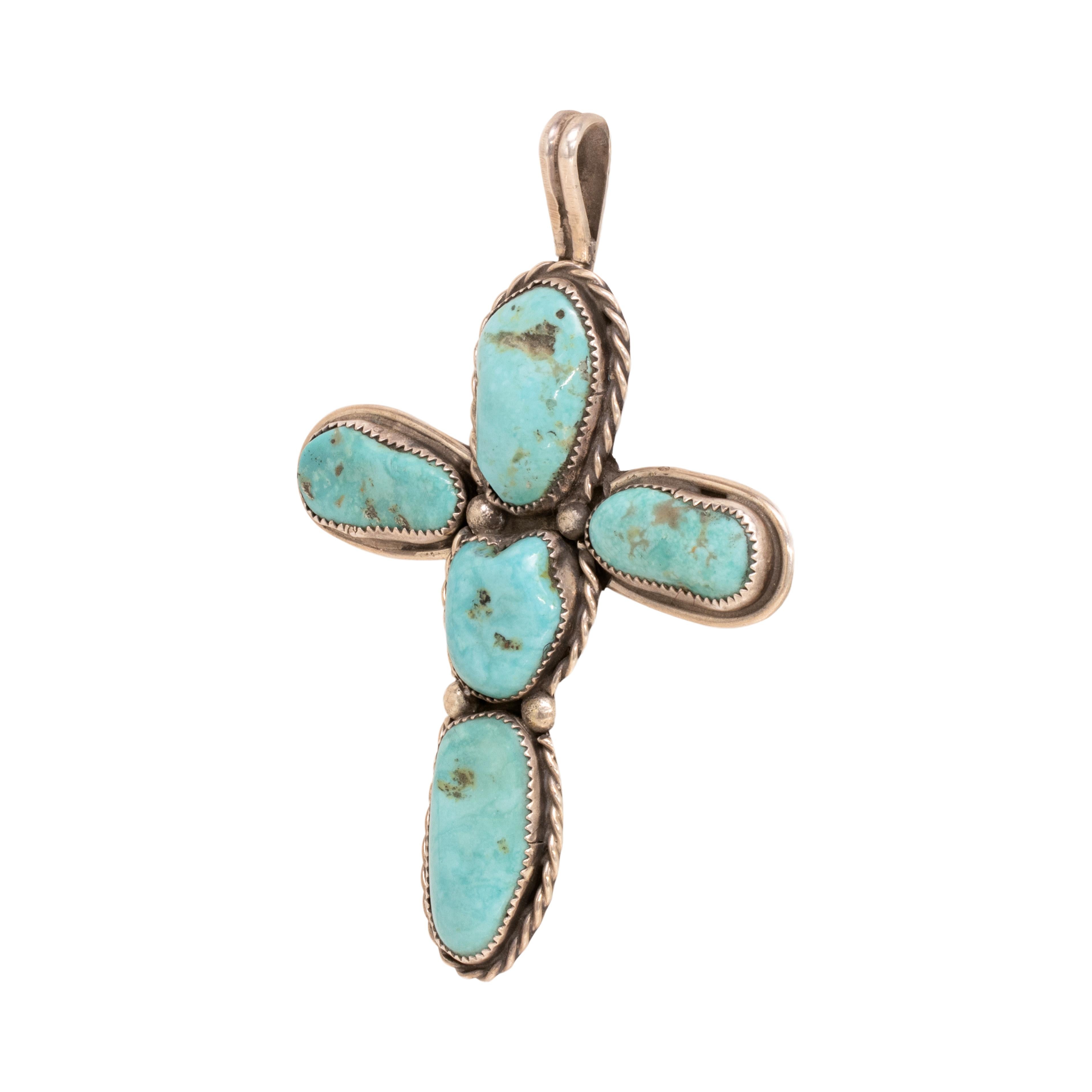Navajo-Türkis-Kreuz-Anhänger (Indigene Kunst (Nord-/Südamerika)) im Angebot
