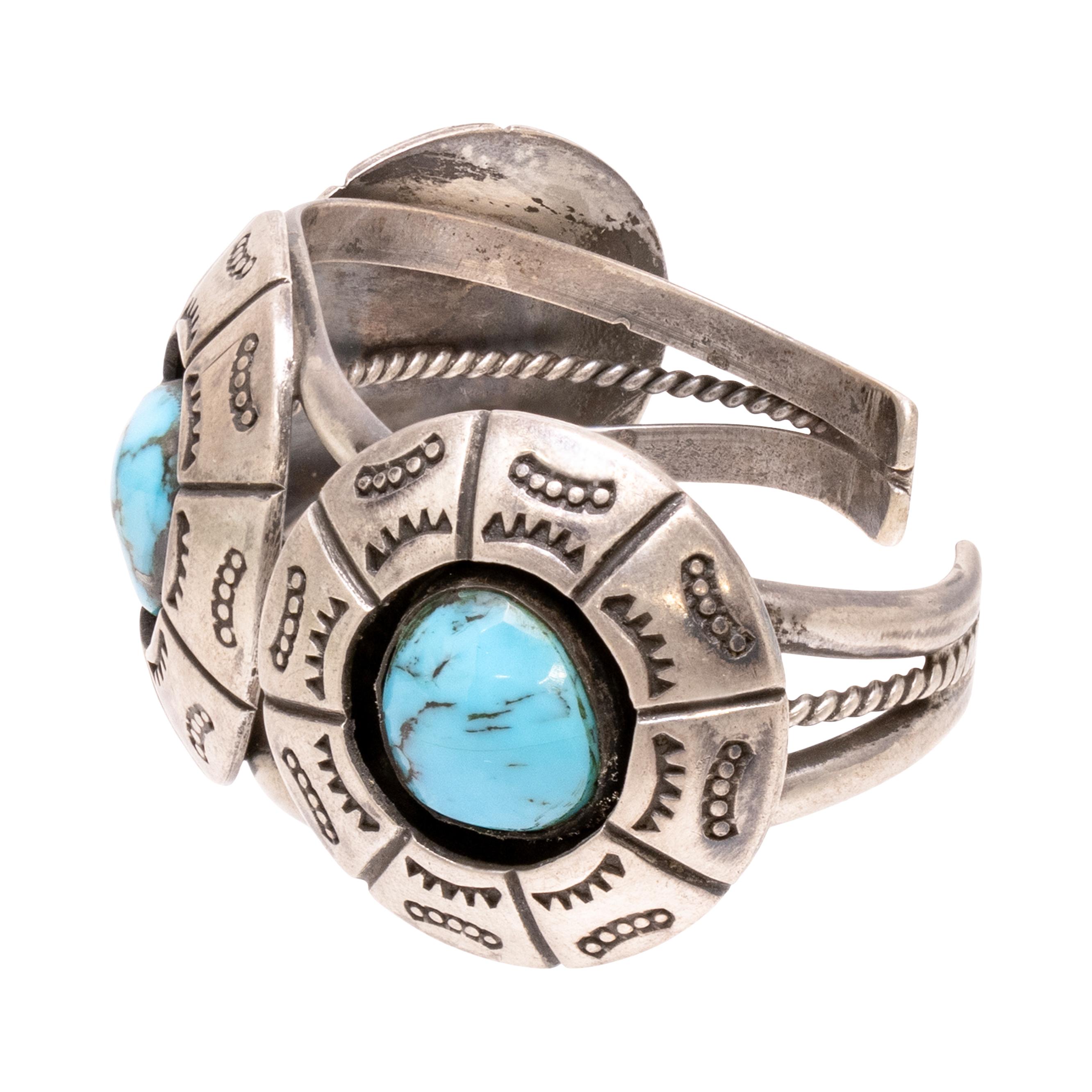 Navajo Türkis Manschettenknopf Armband (Indigene Kunst (Nord-/Südamerika)) im Angebot