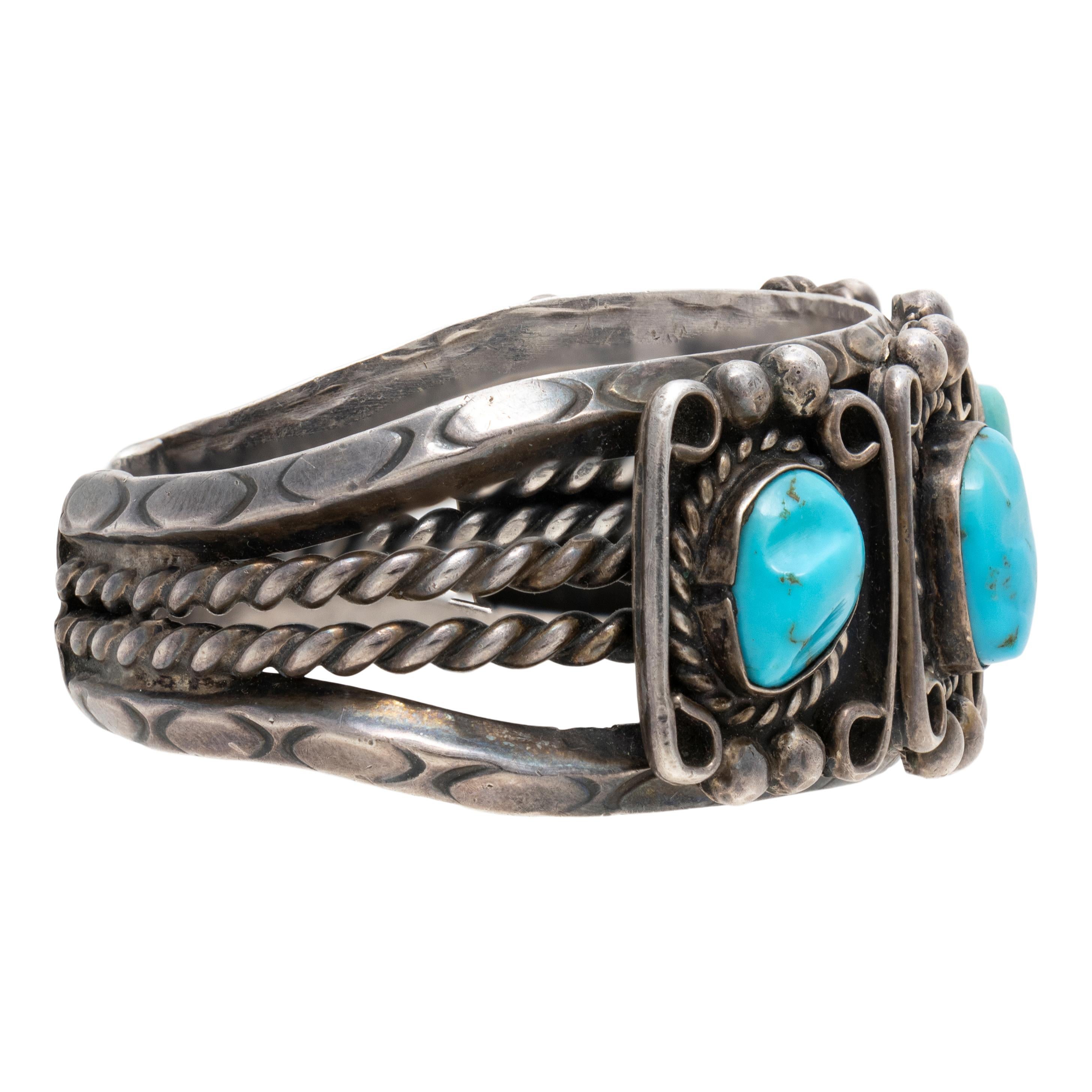 Navajo Türkis Manschettenknopf Armband (Gemischter Schliff) im Angebot