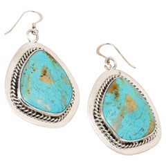Used Navajo Turquoise Dangle Earrings