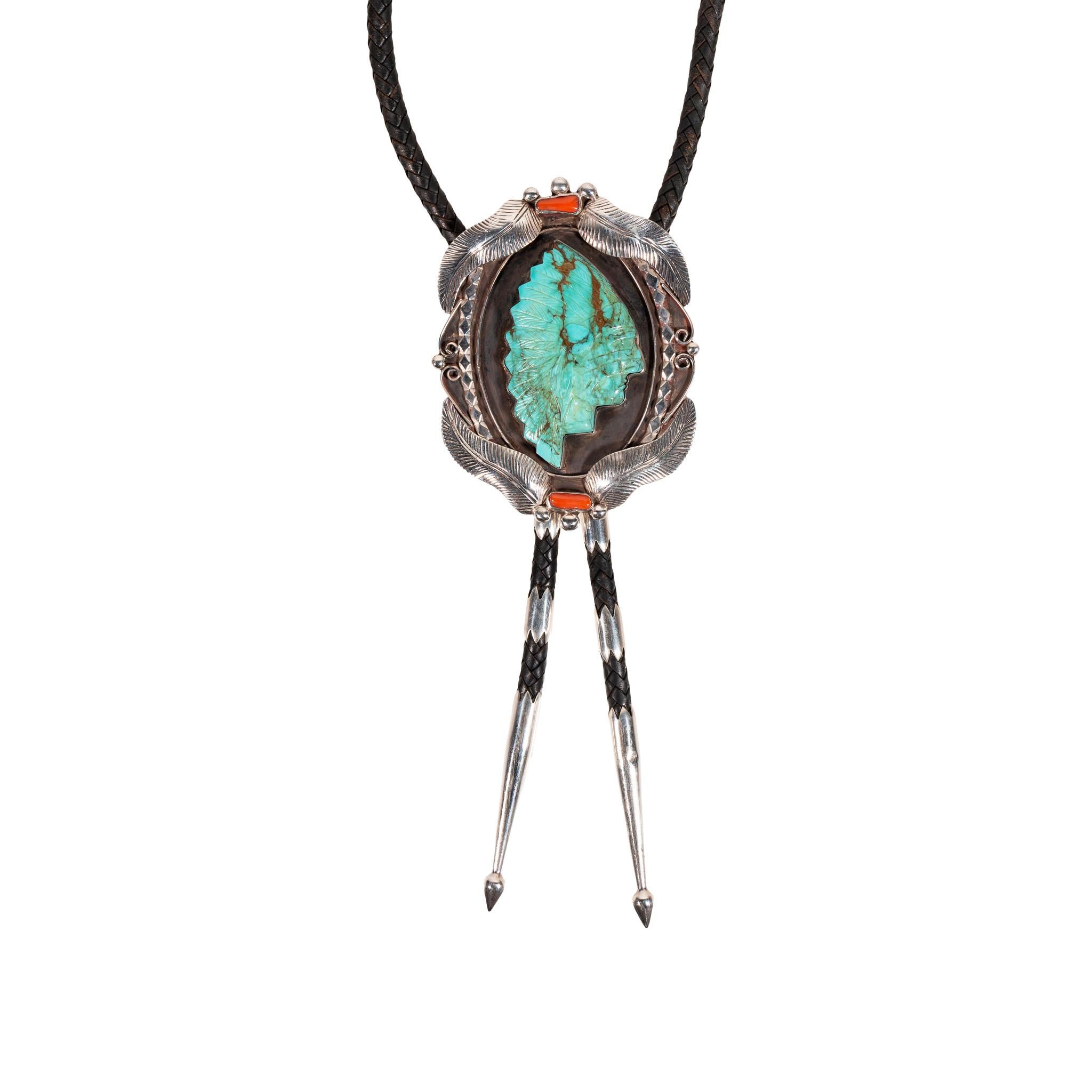 Taille vieille mine Bolo indien Navajo en turquoise du chef en vente