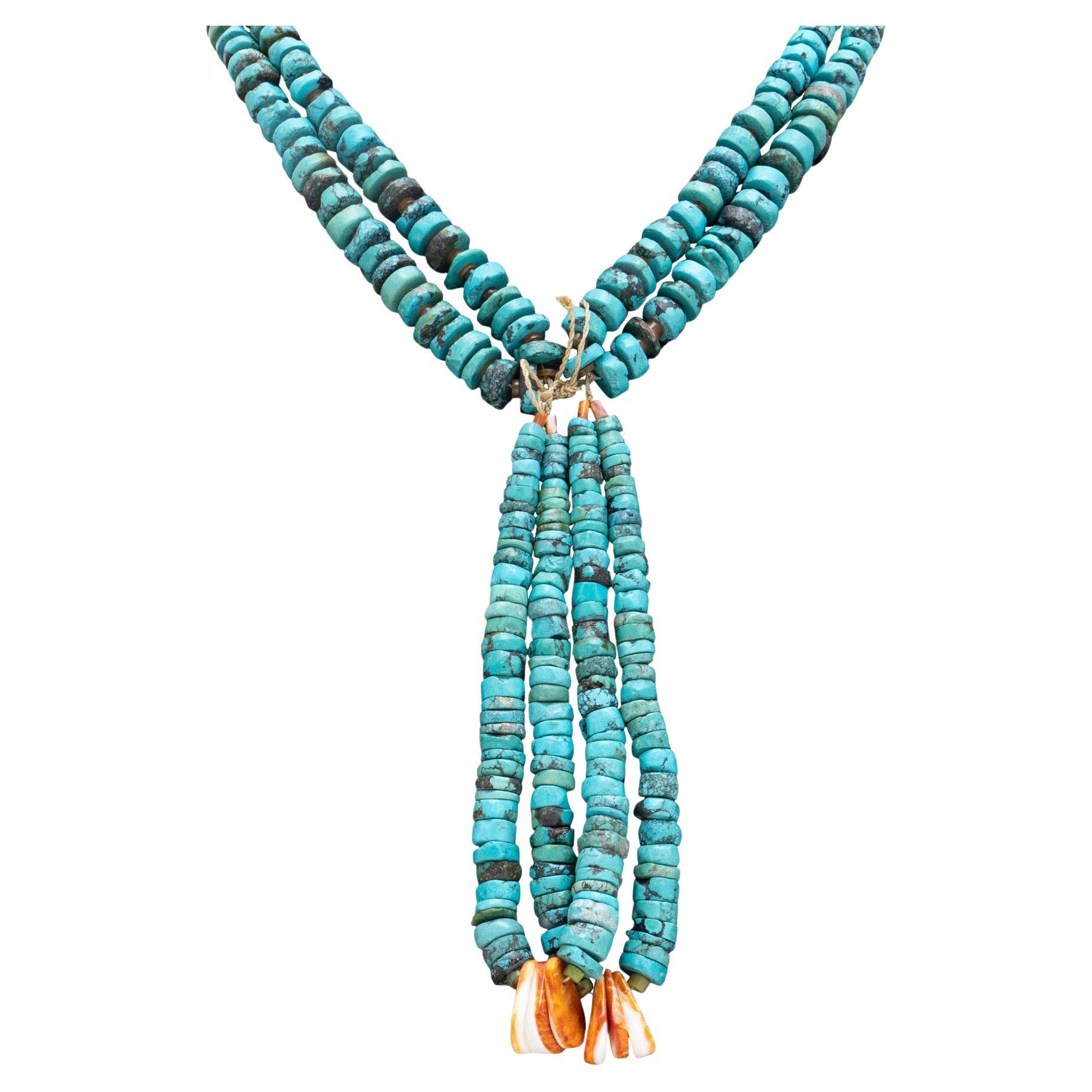 Türkis-Schleifen-Halskette von Navajo im Angebot