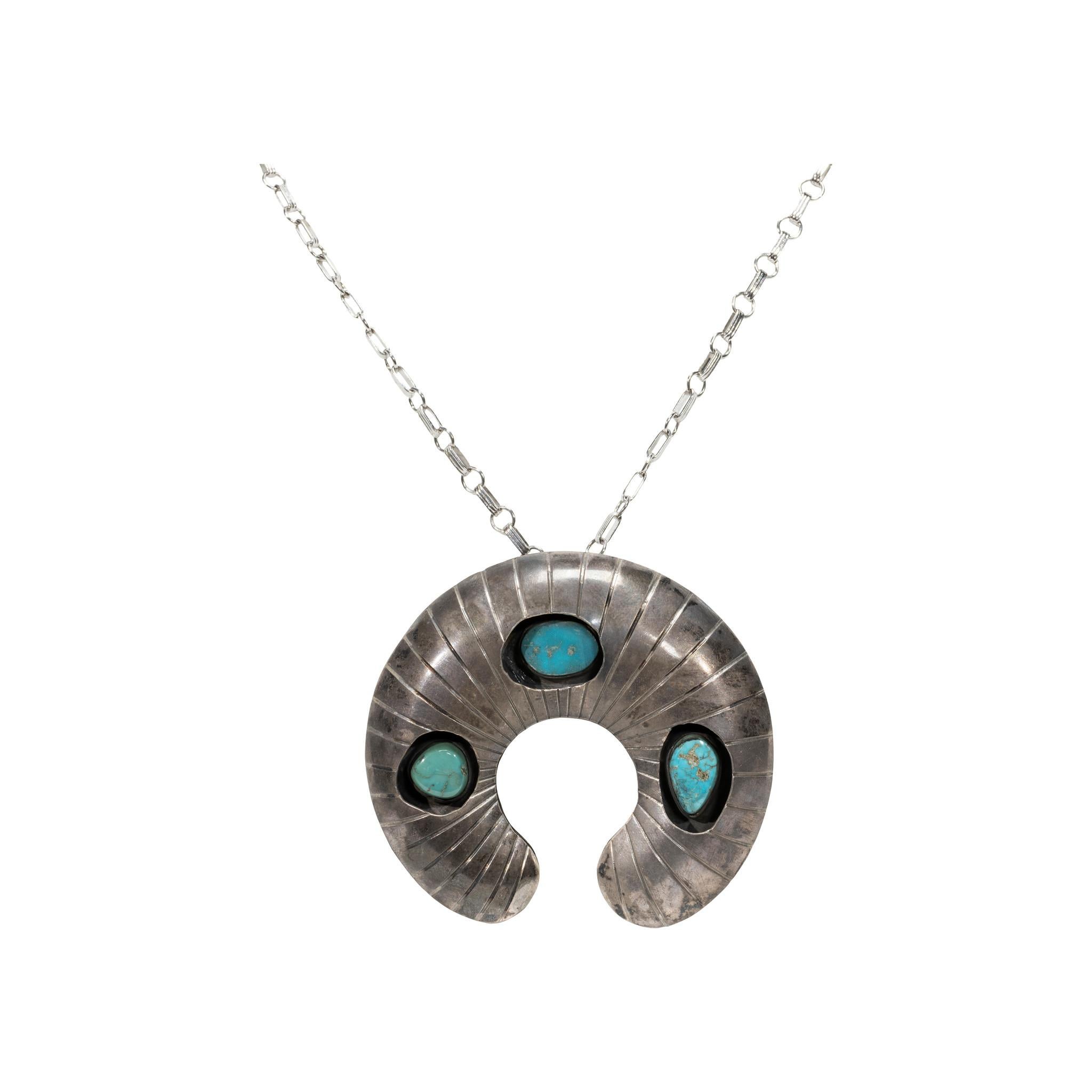 da uomo o donna Navajo Turquoise Necklace in vendita
