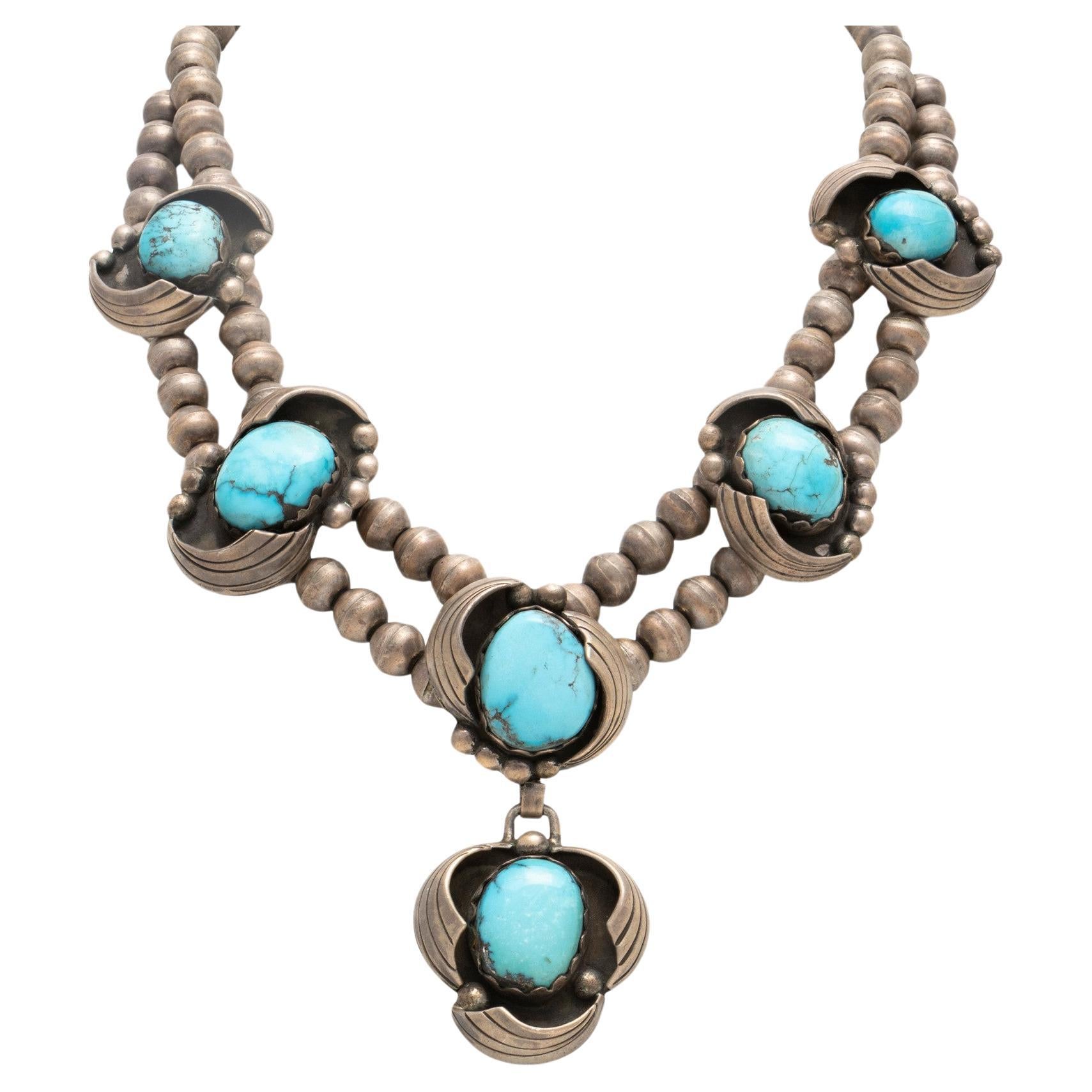 J.W. Vintage Navajo Turquoise Sun Wheel Sterling Necklace at 1stDibs ...
