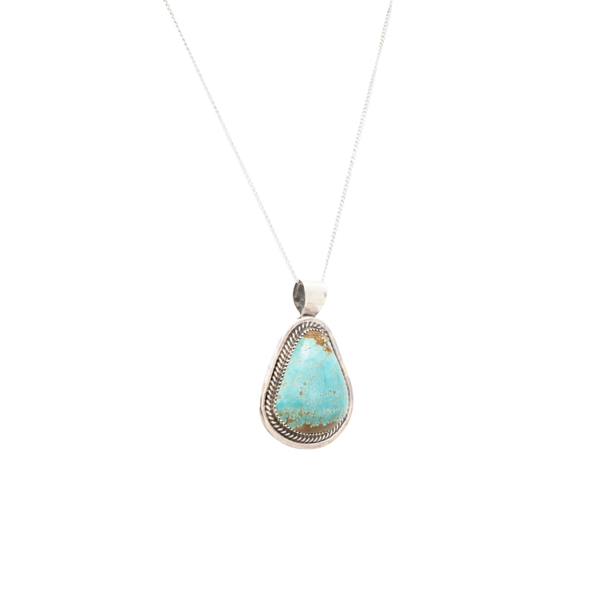Navajo Turquoise Pendant Necklace In Excellent Condition In Coeur d Alene, ID