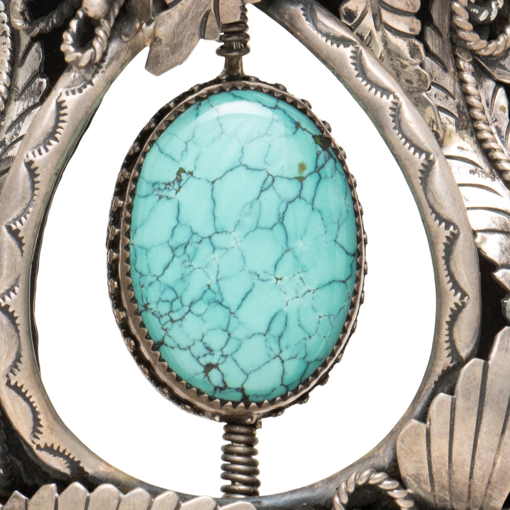 Native American Navajo Turquoise Reversible Pendant For Sale