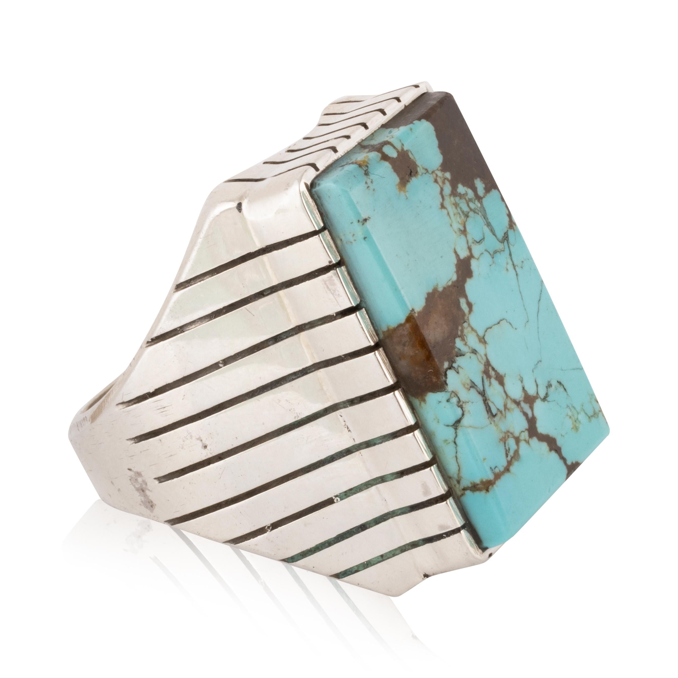 Quadrato Anello in turchese navajo in vendita
