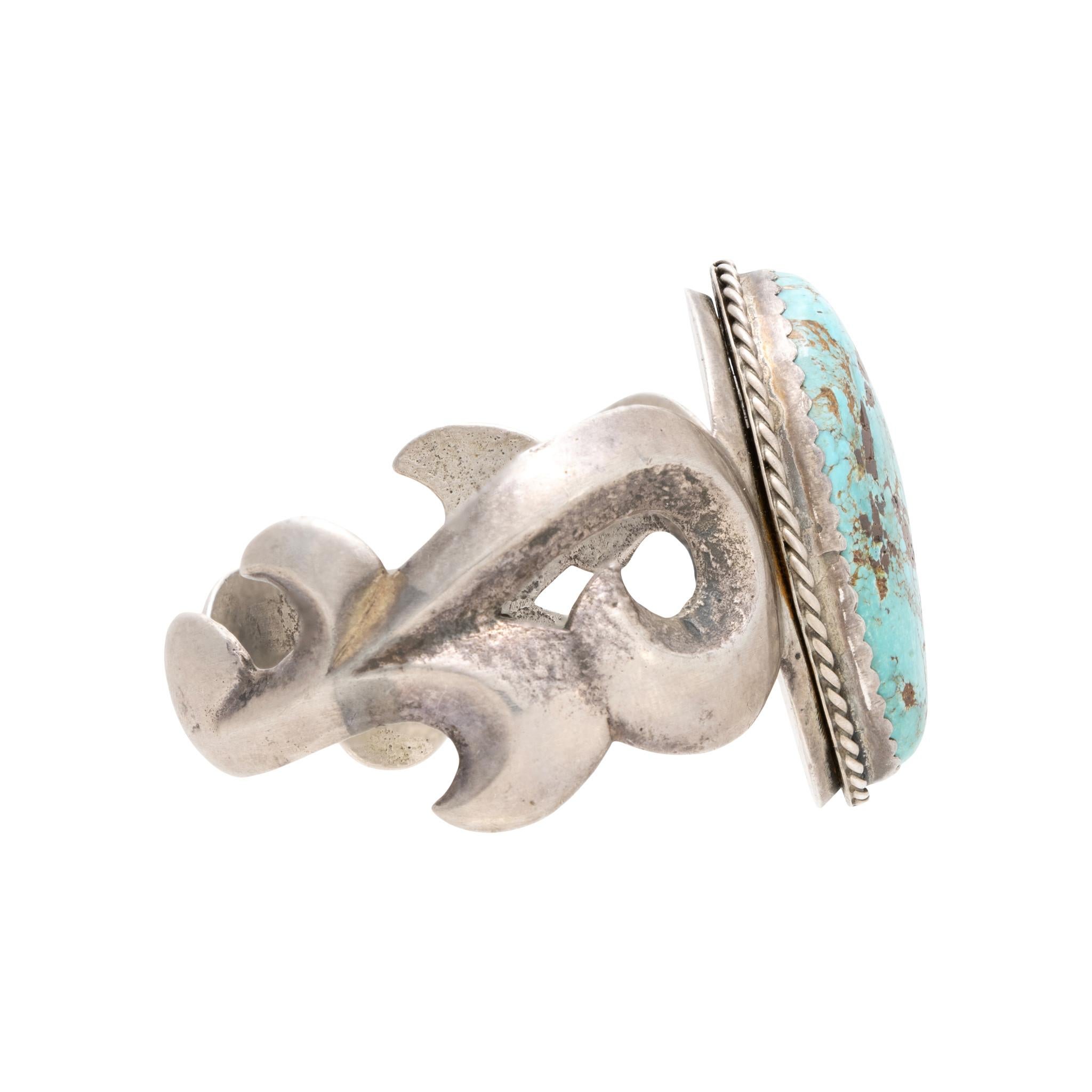 Pulsera brazalete de arena de turquesa navajo fundida nativo estadounidense en venta