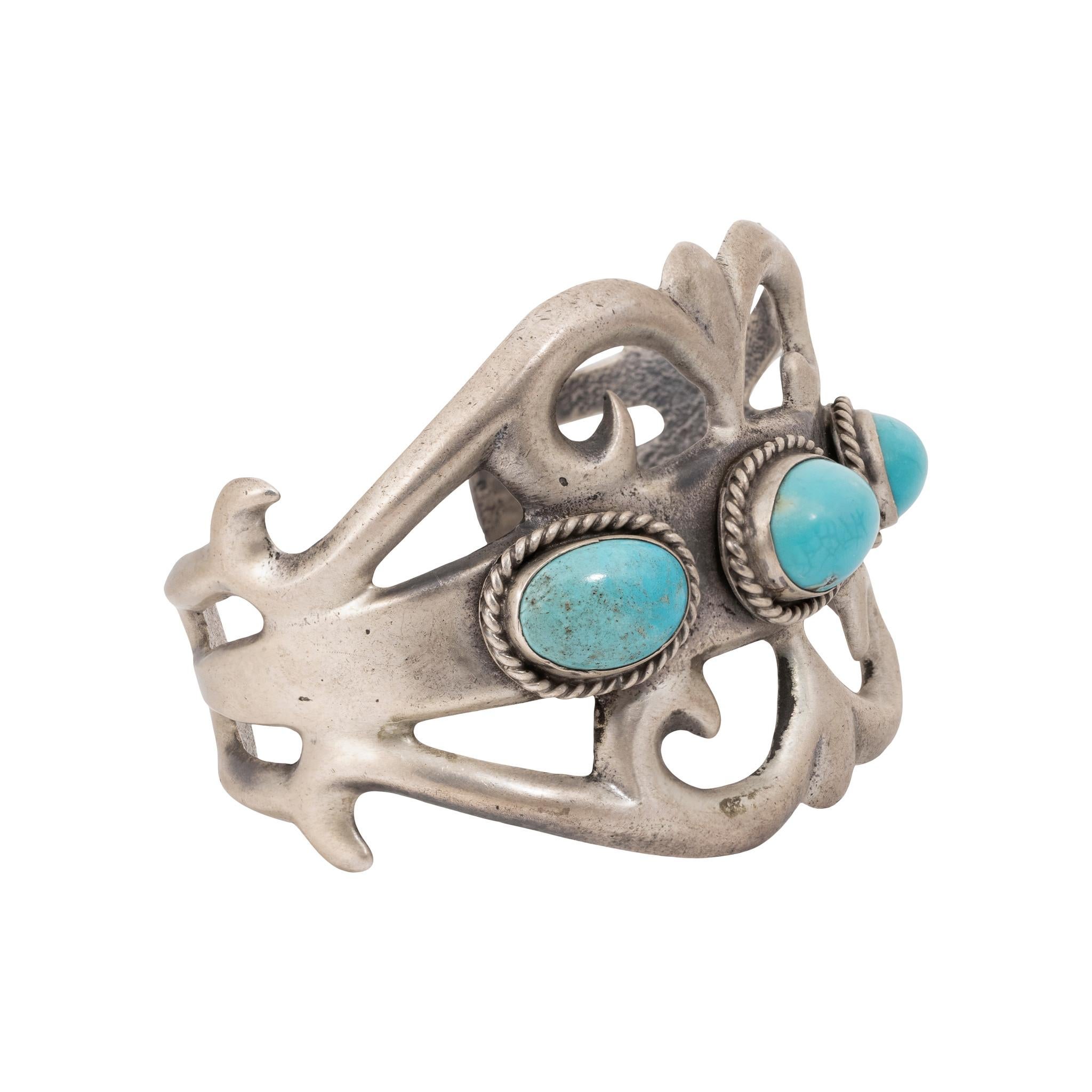 Pulsera brazalete de arena de turquesa navajo fundida Corte oval en venta