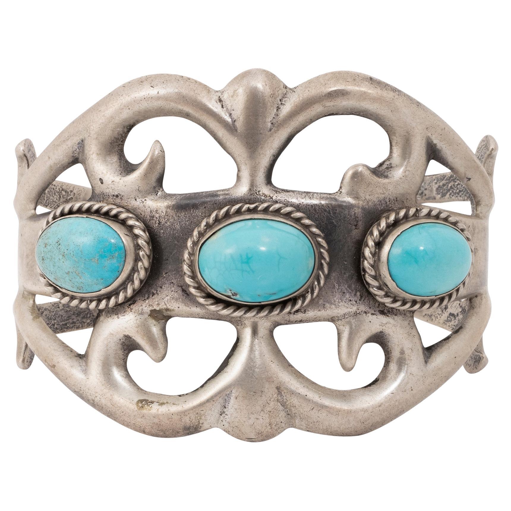 Bracciale a polsino in turchese Navajo Sand Cast