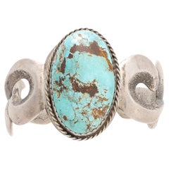 Navajo Turquoise Sand Cast Cuff Bracelet