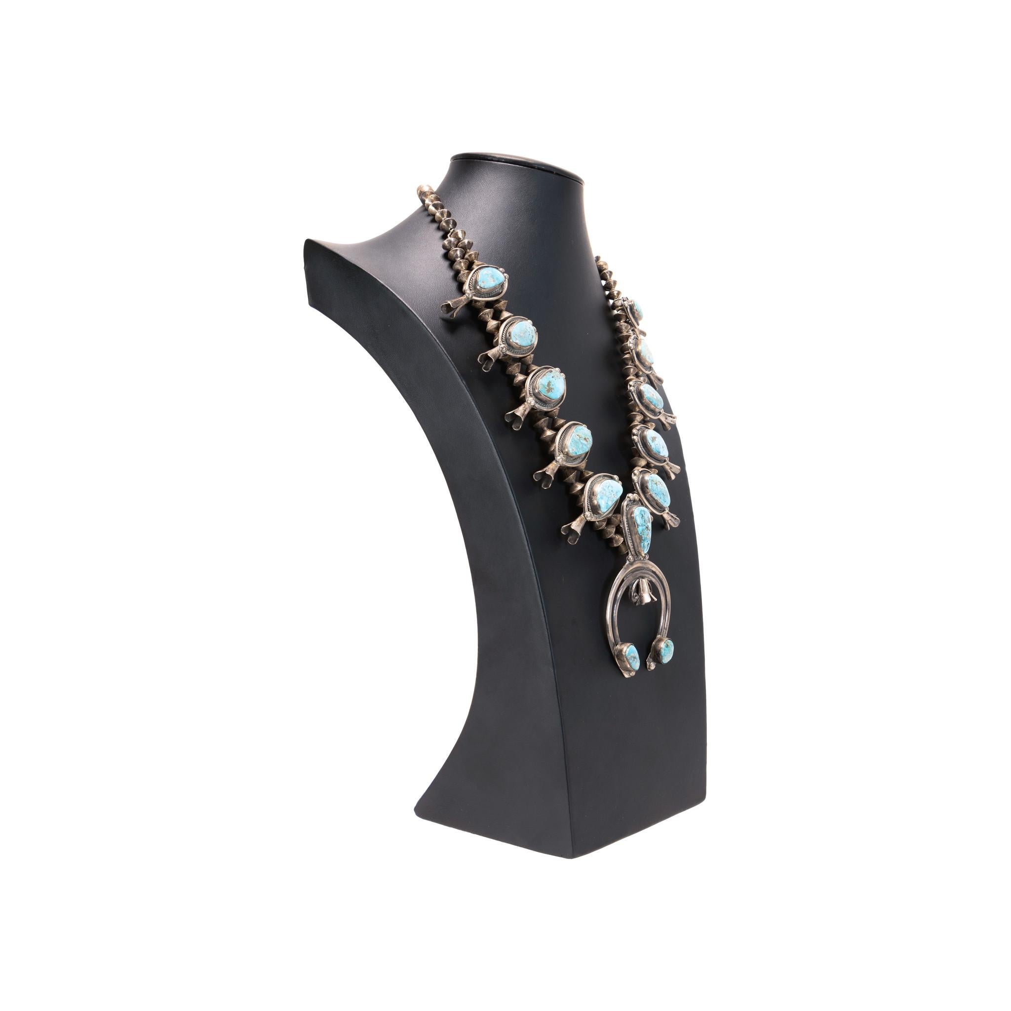 Native American Navajo Turquoise Squash Blossom