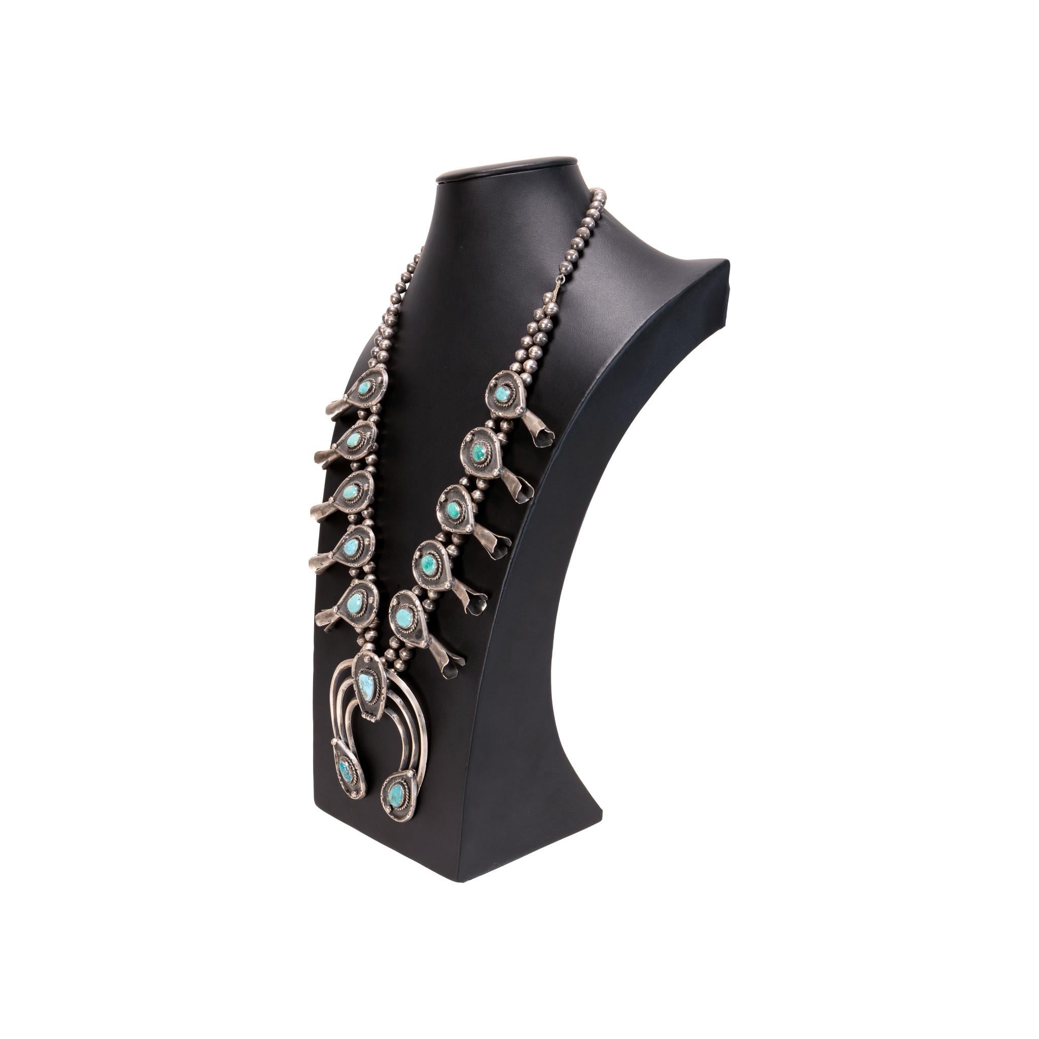 Native American Navajo Turquoise Squash Blossom For Sale