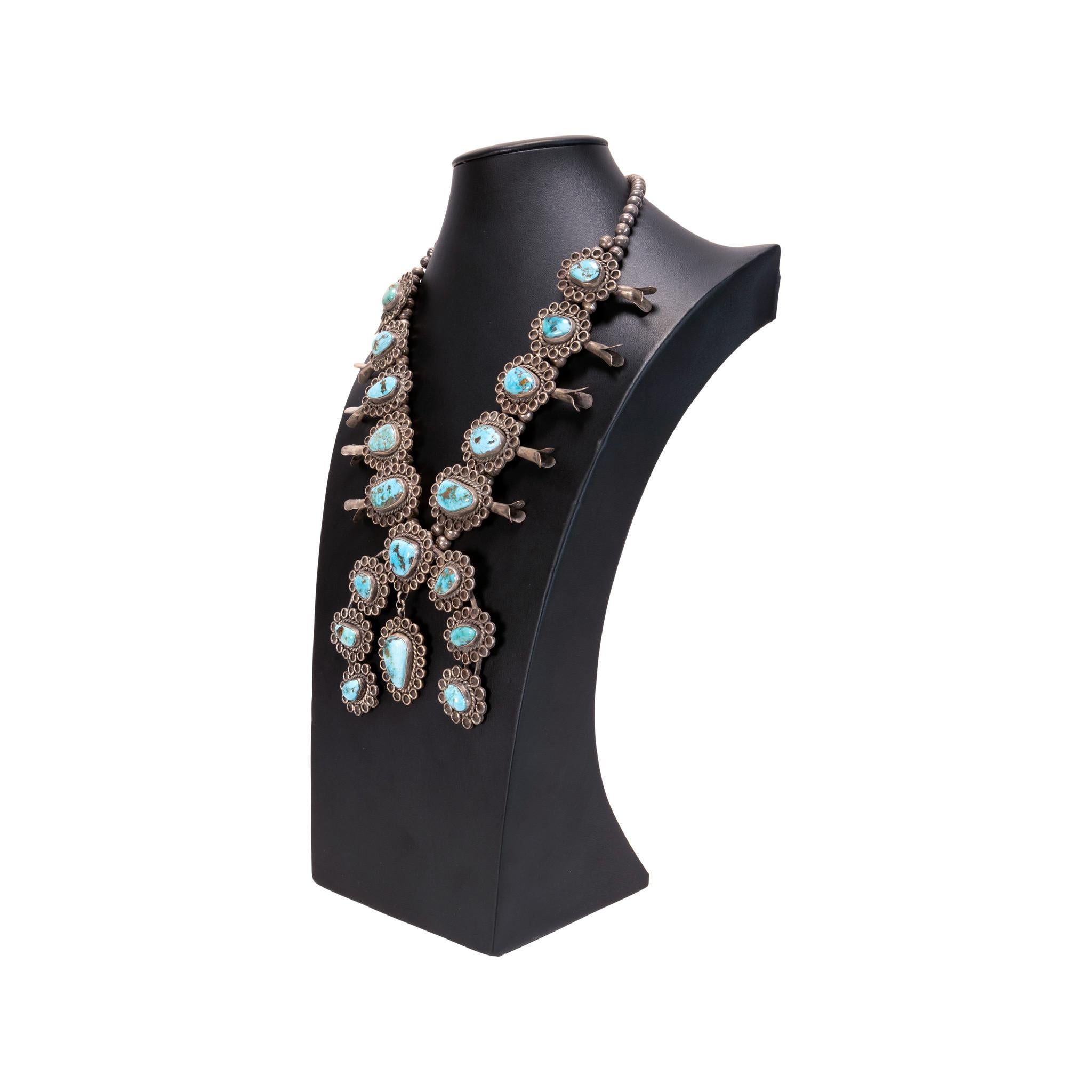Native American Navajo Turquoise Squash Blossom For Sale