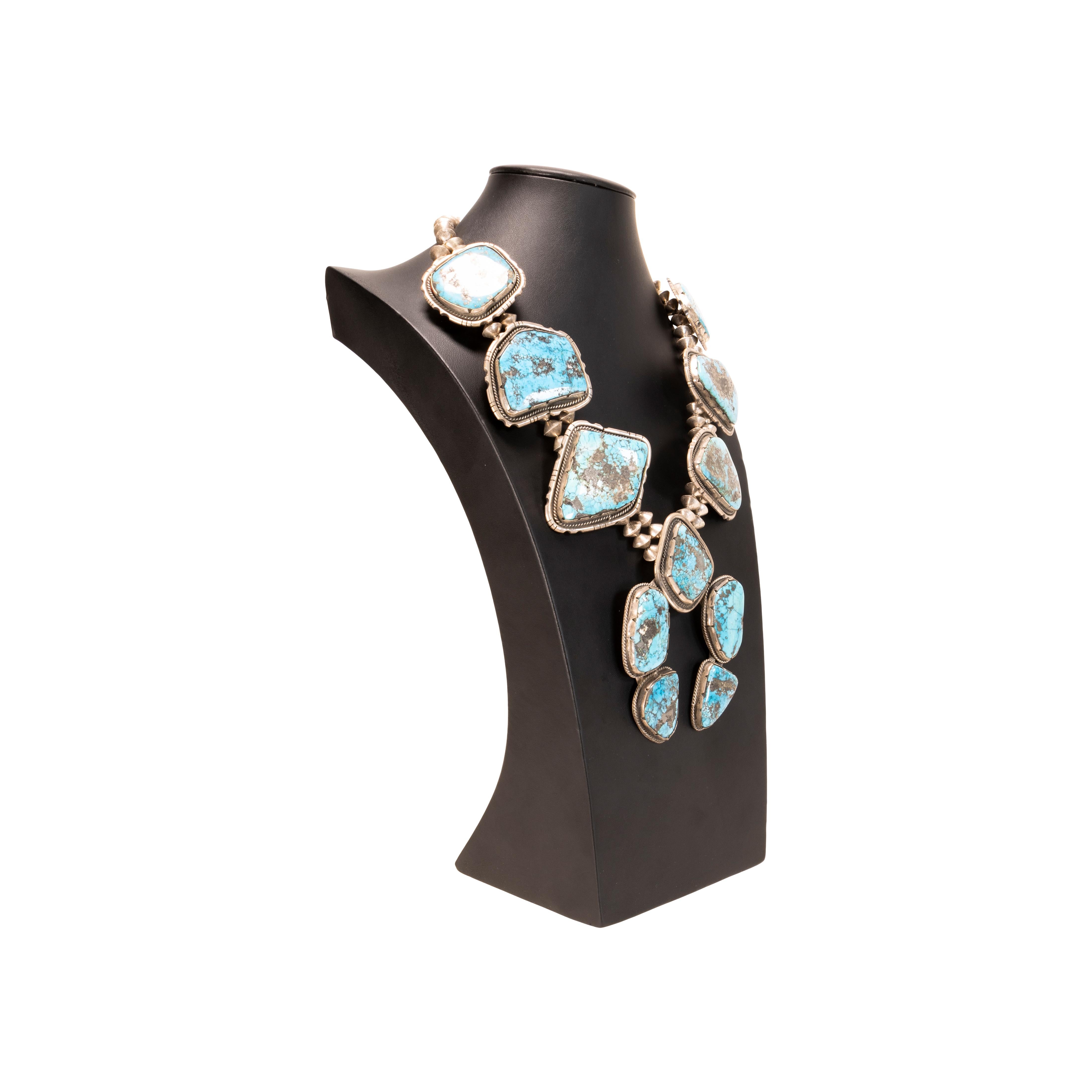 da uomo o donna Collana con fiori di zucca in turchese Navajo in vendita