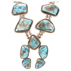 Navajo Turquoise Squash Blossom Necklace