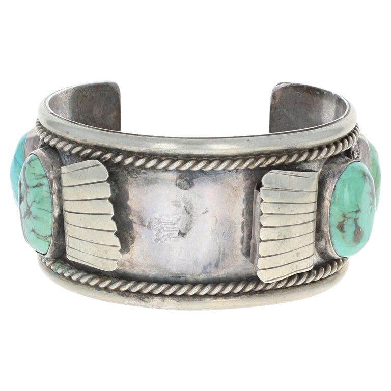 Navajo Turquoise Watch Cuff Bracelet Sterling Silver Native American ...