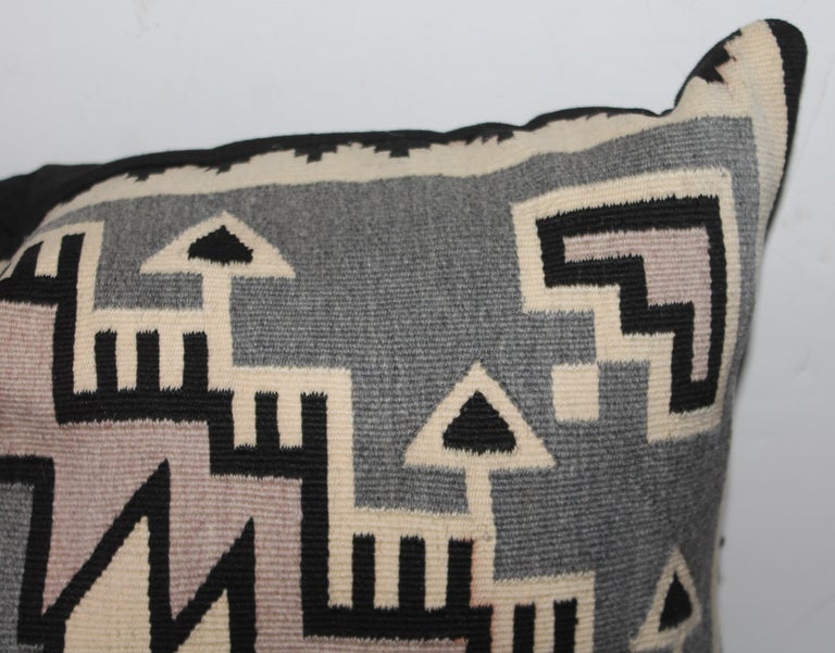 Adirondack Navajo Two Grey Hills Indian Weaving Pillow For Sale