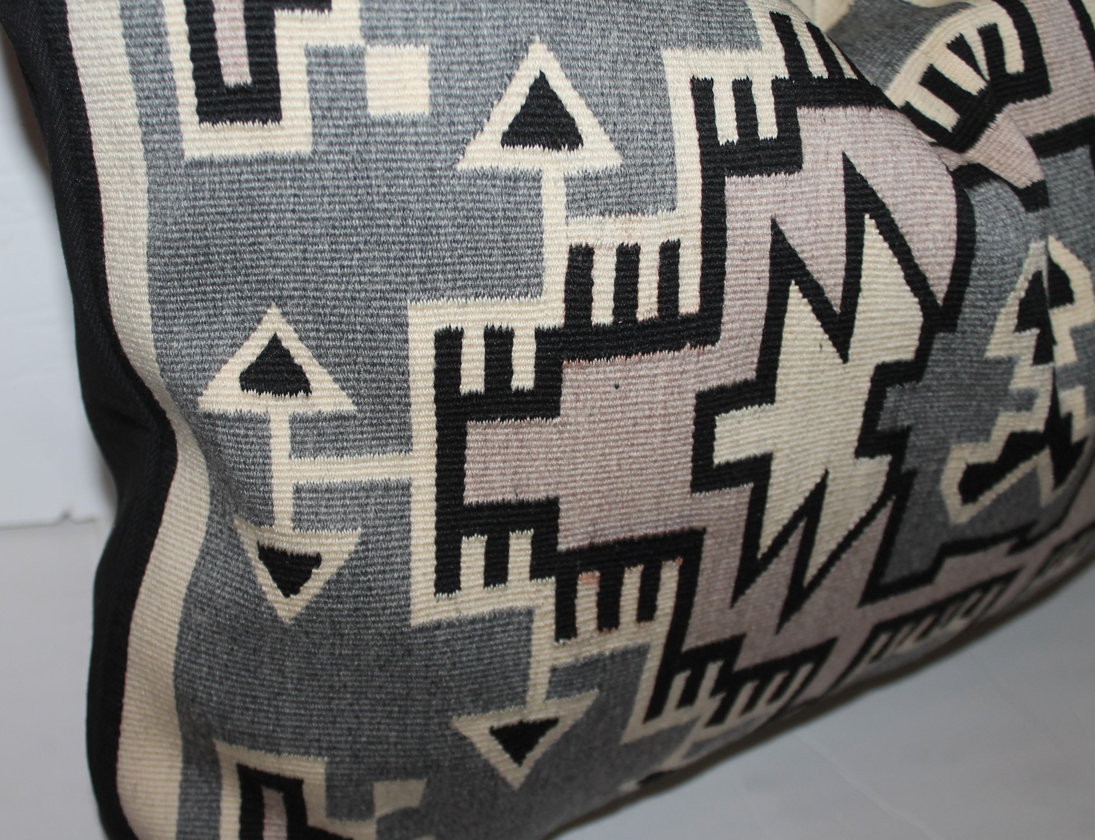 American Navajo Two Grey Hills Indian Weaving Pillow