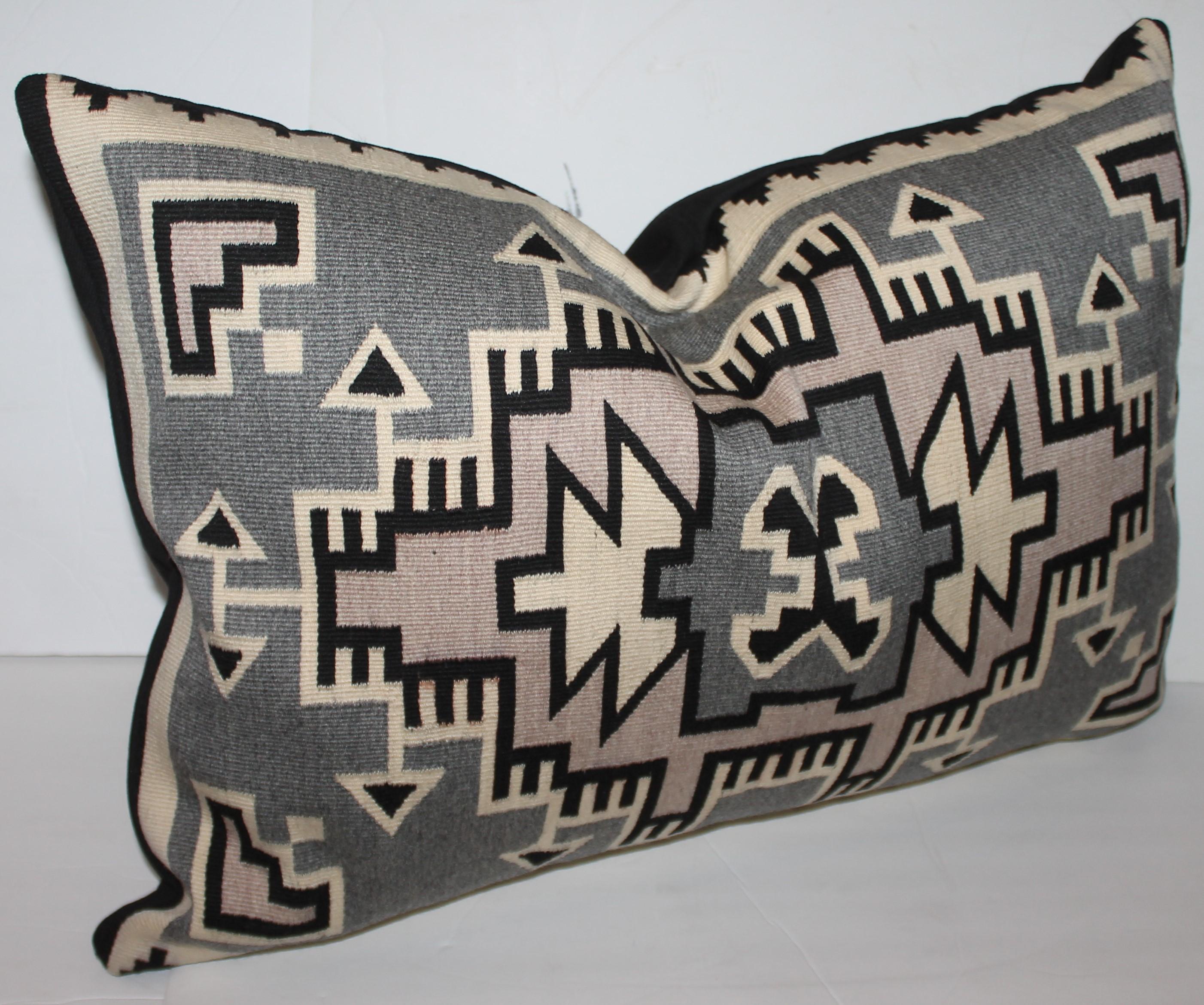 Hand-Crafted Navajo Two Grey Hills Indian Weaving Pillow