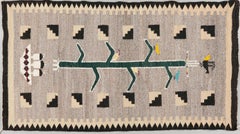 Navajo Vintage Wood Rug "Tree of Life" 1950s