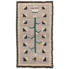 Tapis Navajo Vintage en bois "Arbre de vie" 1950s