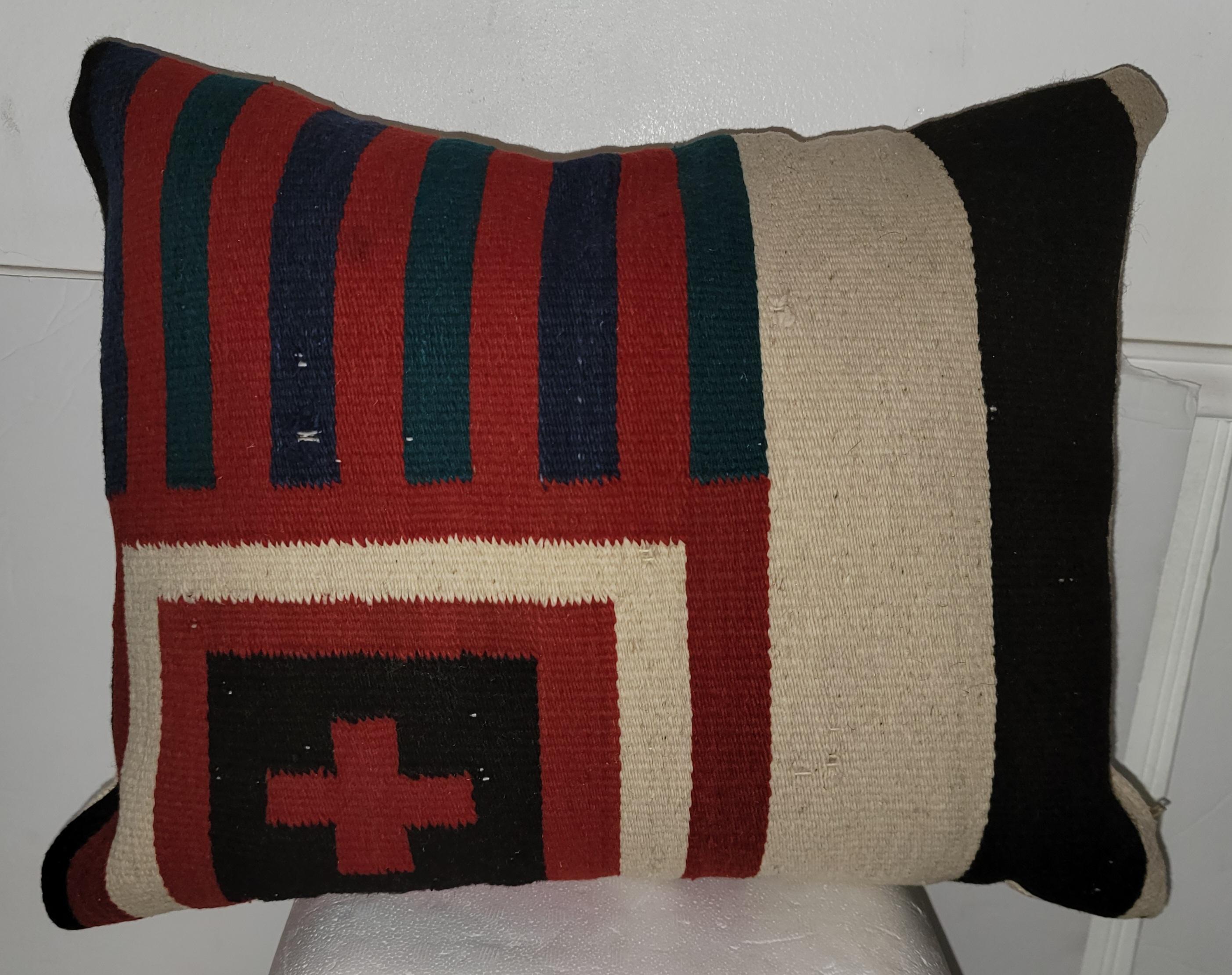 American Navajo Weaving Pillow with Cross For Sale