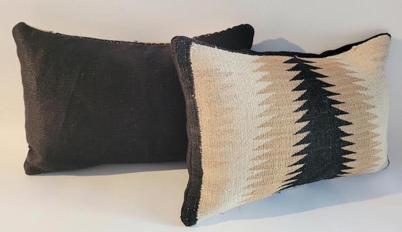 Hand-Woven Navajo Weaving Pillows Pair For Sale