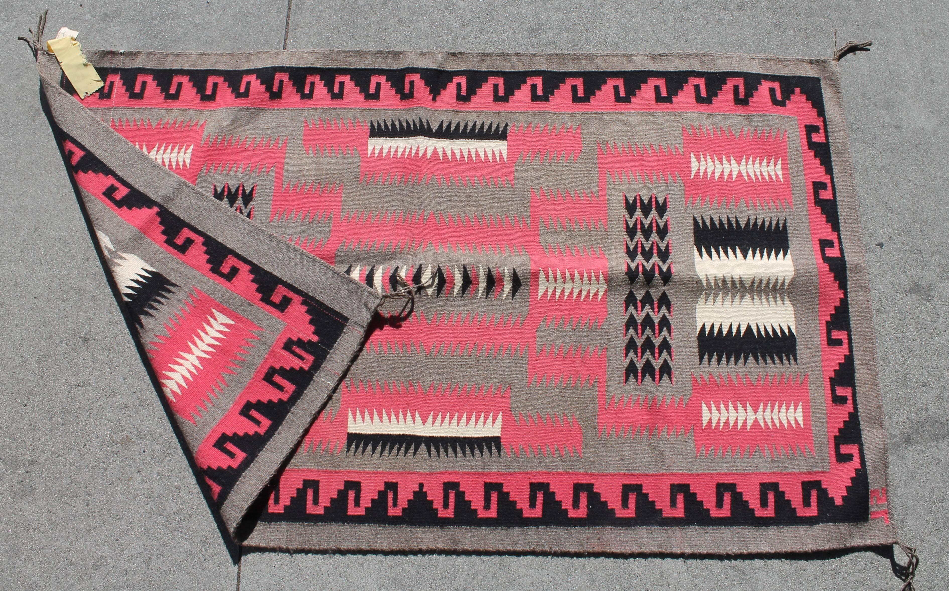 American Navajo Indian Weaving Storm Pattern Rug For Sale