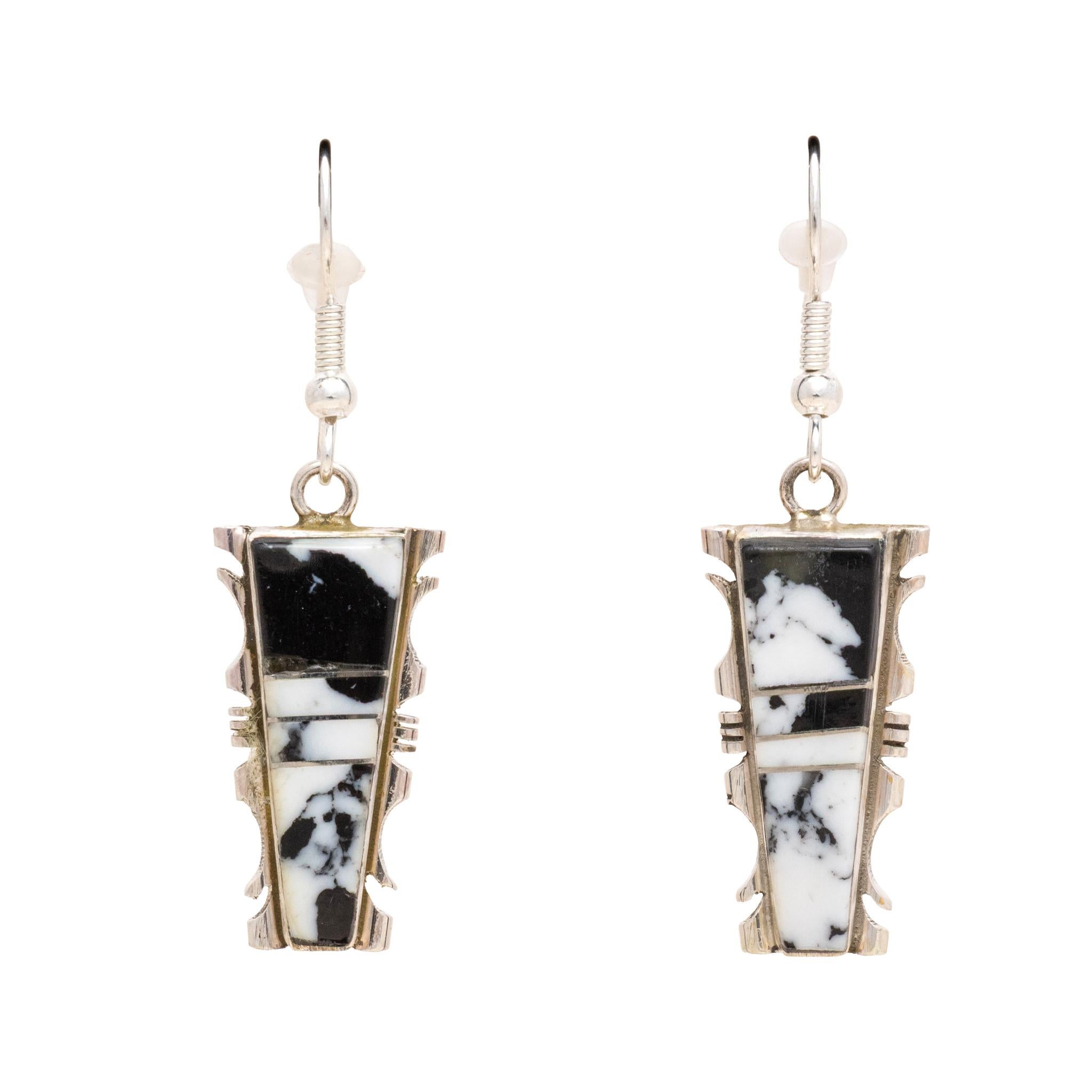 Nativo americano Orecchini pendenti in turchese di bufalo bianco e argento Navajo in vendita