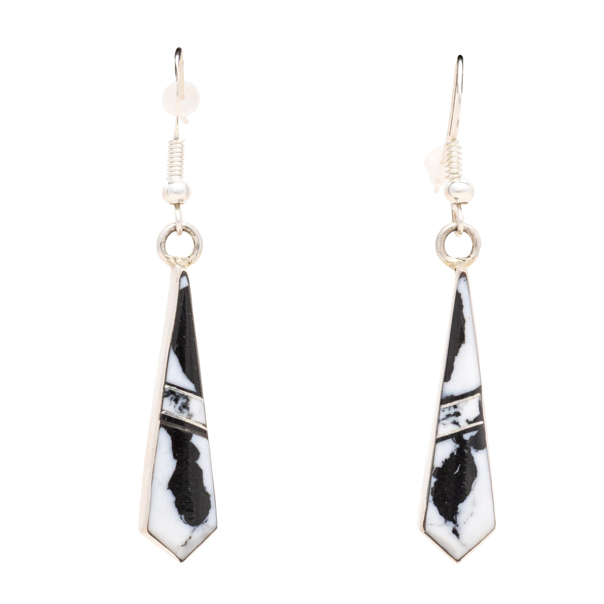 Nativo americano Orecchini pendenti in turchese di bufalo bianco e argento Navajo in vendita