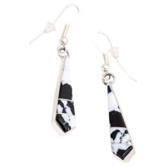 Orecchini pendenti in turchese di bufalo bianco e argento Navajo