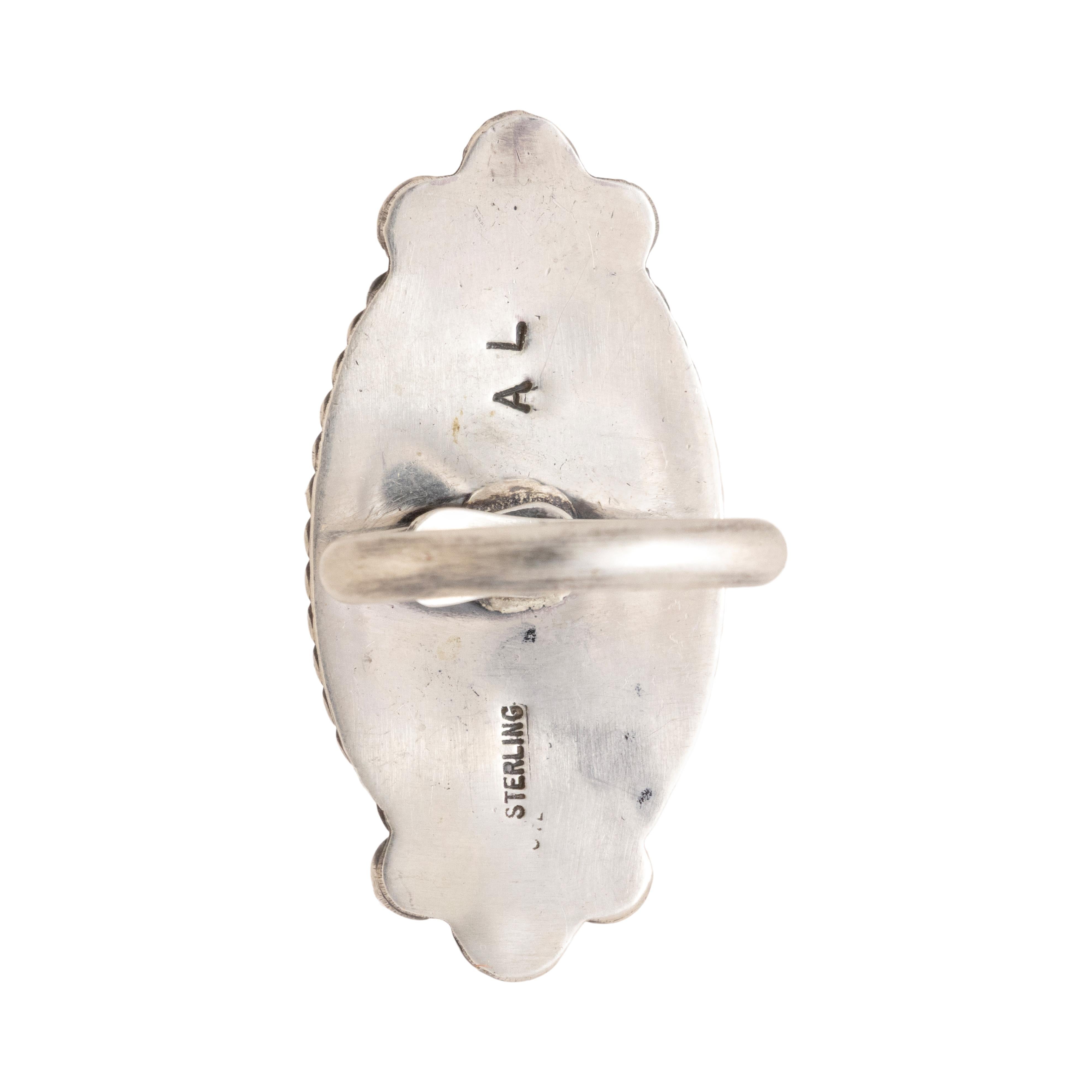 Nativo americano Anello Navajo in turchese di bufalo bianco e argento massiccio in vendita