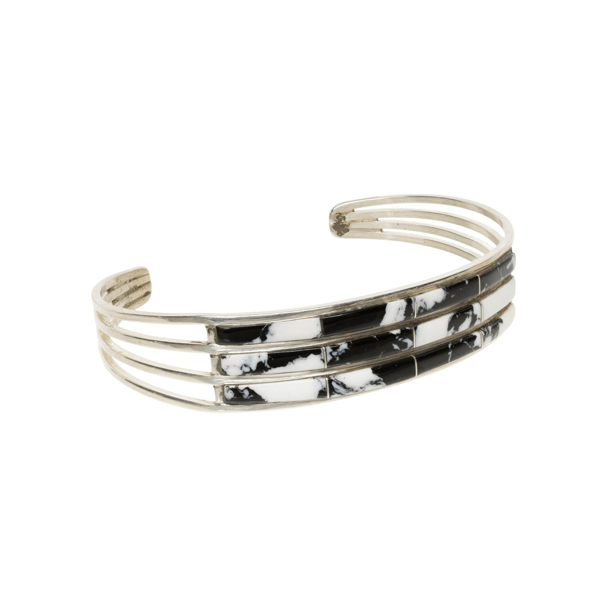 Native American Navajo White Buffalo Turquoise Bracelet For Sale