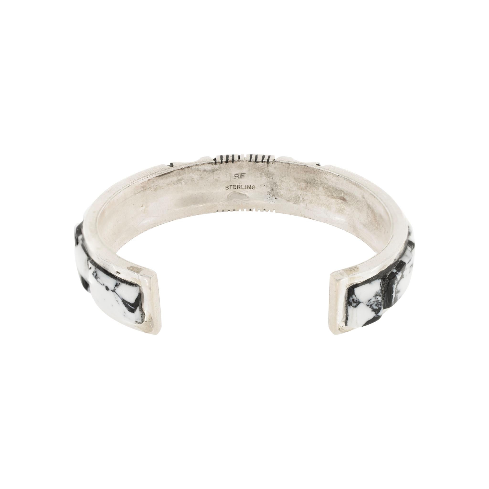 Native American Navajo White Buffalo Turquoise Bracelet For Sale